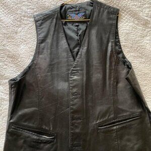 Vintage VERDUCCI Black Leather Vest Size LR (Large Regular)